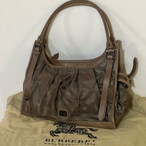 Burberry Brown/Tan Tonal Check Nylon Shoulder Bag